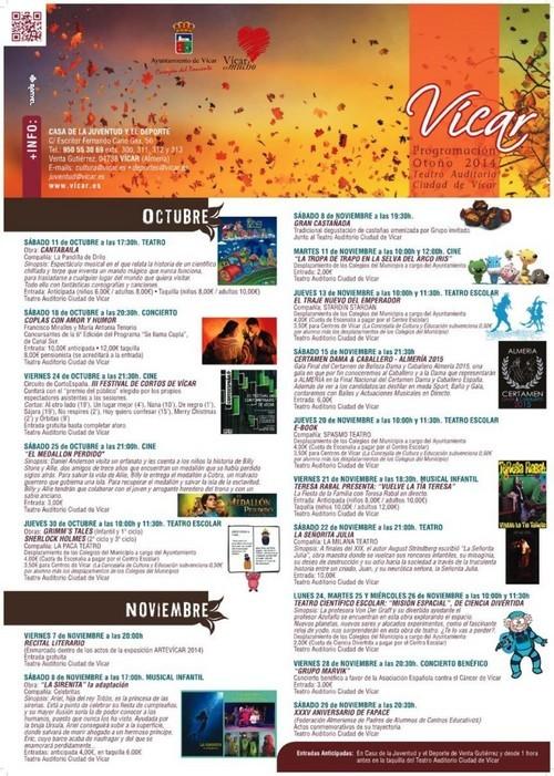 El Otoño Cultural 2014 de Vícar contará con más de una treintena de actividades