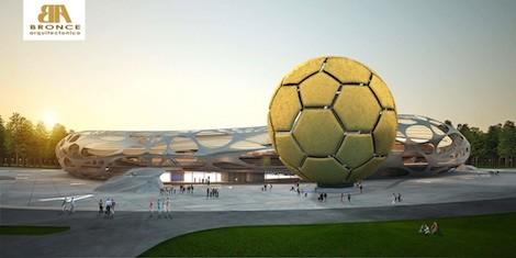 La UAL presenta el proyecto del mega balón de fútbol, escultura gigante de bronce arquitectónico