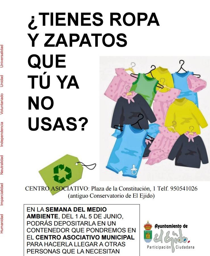 El Centro Asociativo Municipal acogerá la próxima semana una campaña de recogida de ropa y calzado usado dentro de la  ‘I Semana del Medio Ambiente’