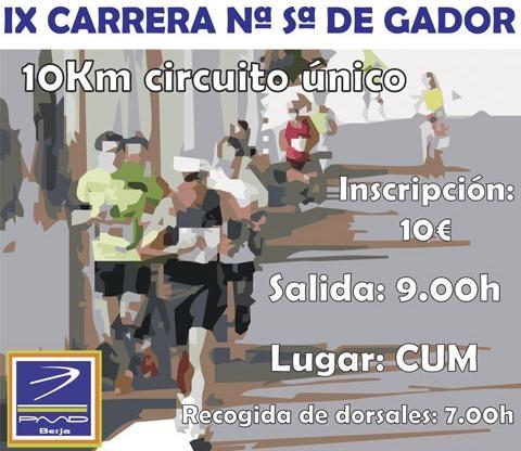 La IX Carrera `Nuestra Señora de Gádor´ se celebrará el 30 de agosto en Berja