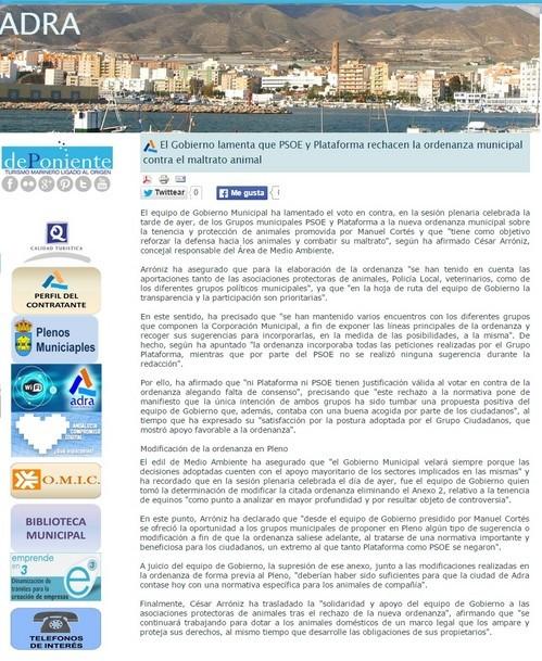 El Grupo Plataforma denuncia la manipulación partidista de la página del Ayuntamiento de Adra