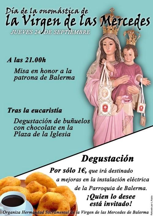 Balerma celebrará su día de la patrona el próximo jueves 27 con una degustación de buñuelos con chocolate
