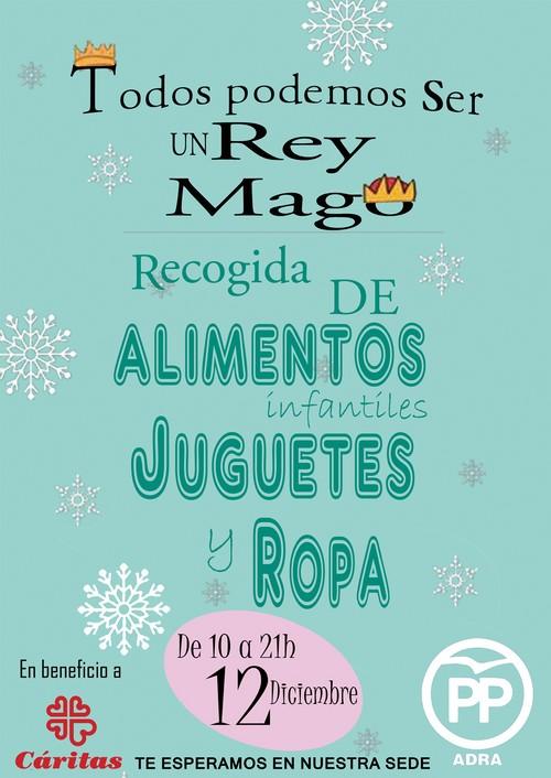 El PP de Adra organiza una recogida solidaria de alimentos, ropa y juguetes