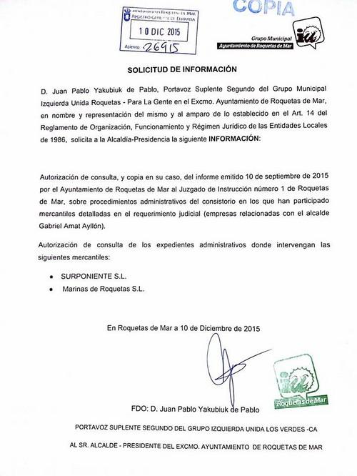 “La situación de Amat en la alcaldía de Roquetas es insostenible”, denuncia IU