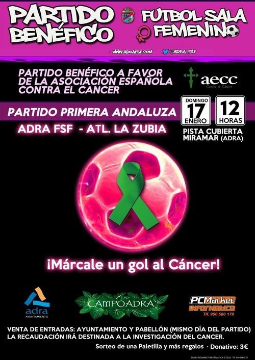 Adra celebrará un partido de fútbol sala femenino en beneficio de la AECC