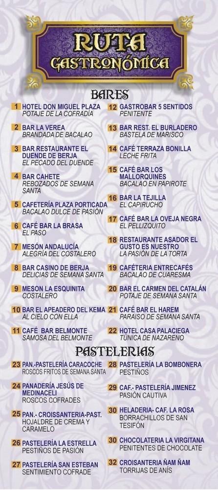 Más de 30 establecimientos participan en la Ruta Gastronómica de la Semana Santa de Berja