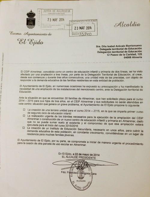 El alcalde pide a la Junta que “deje de poner trabas y excusas” y acometa “con urgencia la ampliación del CEIP de Almerimar”