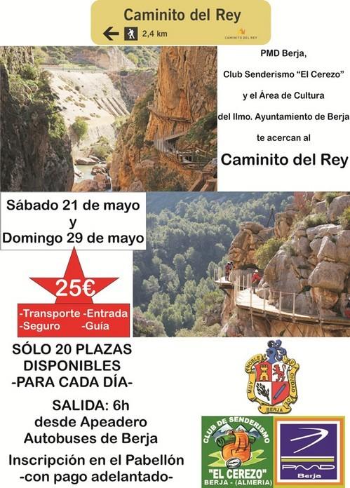 El Patronato de Deportes de Berja organiza dos viajes al Caminito del Rey