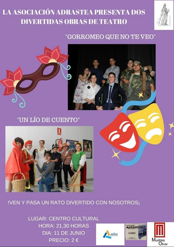 Adrastea presenta una doble función teatral este sábado en el Centro Cultural