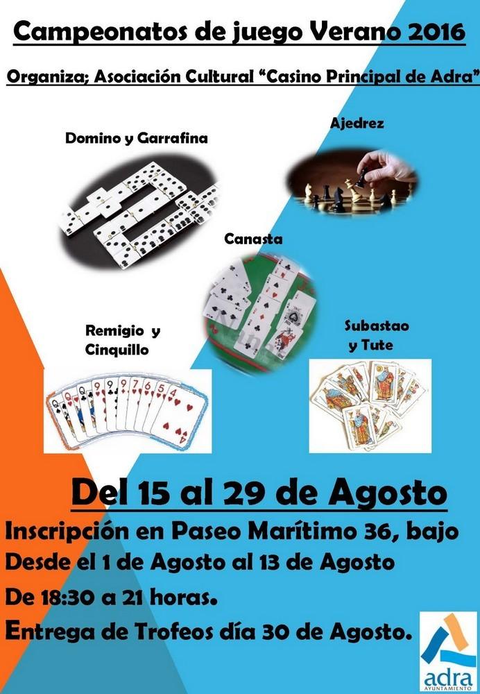 La Asociación ‘Casino Principal de Adra’ organiza un campeonato de juego de verano