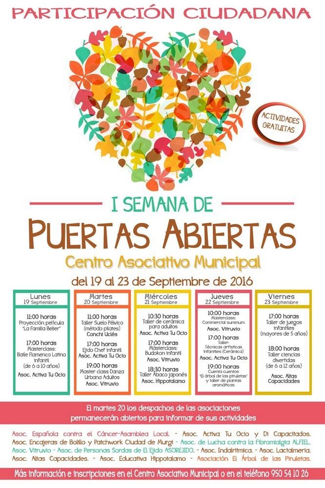 La I Semana de Puertas Abiertas visualizará la importante labor del movimiento asociativo para acercarlo a la ciudadanía