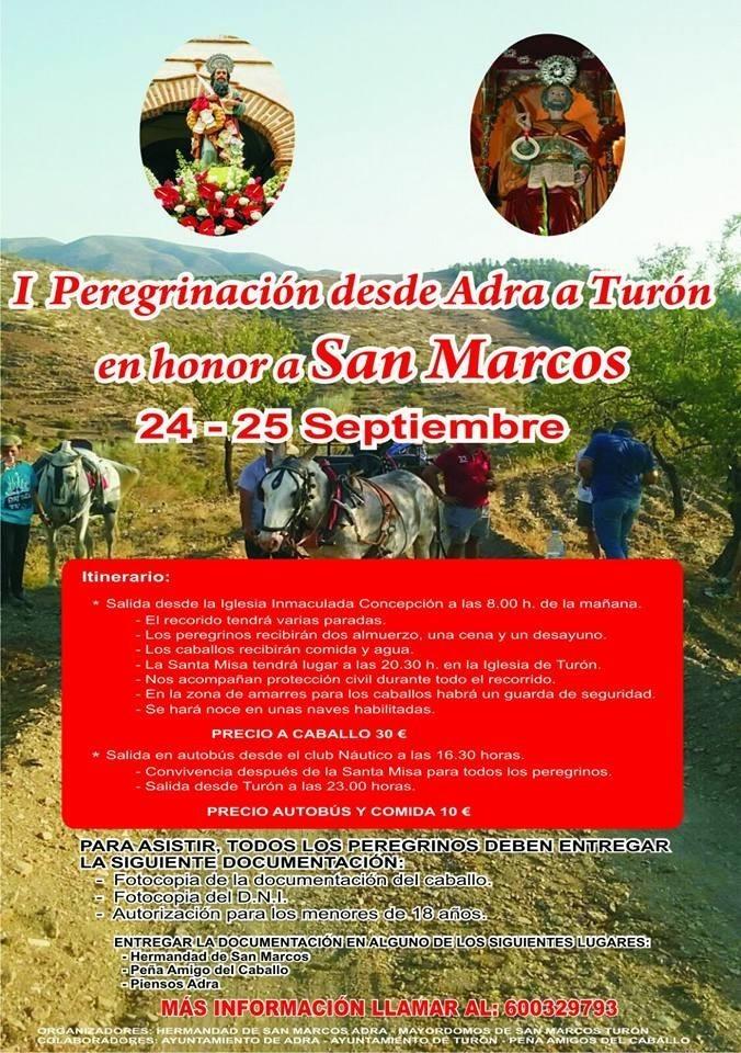 I Peregrinación desde Adra a Turón en honor a San Marcos los próximos 24 y 25 de septiembre