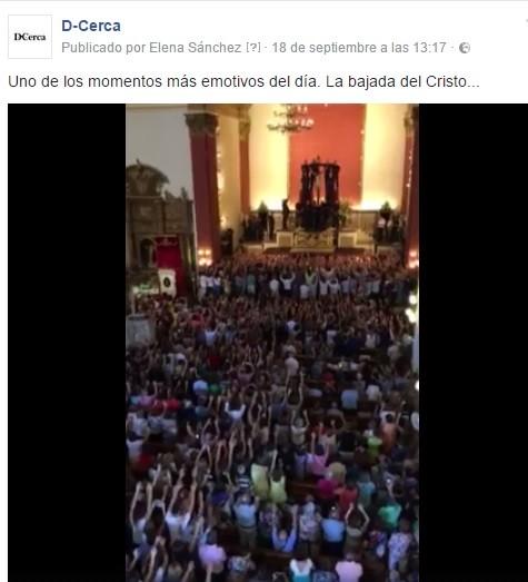 D-Cerca registra casi 39.000 reproducciones en el vídeo de la bajada del Cristo de la Luz en solo dos días