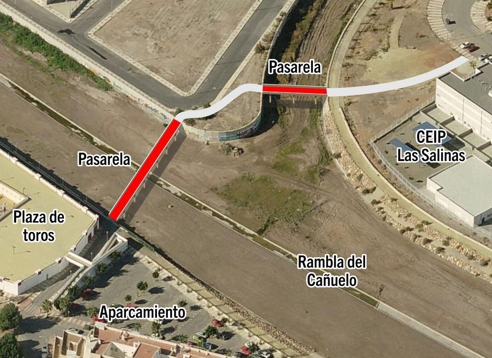 IU Roquetas retoma su propuesta de pasarelas peatonales para salvar la rambla del Cañuelo