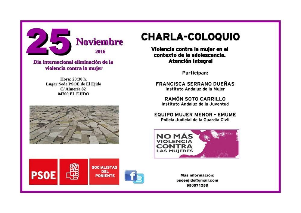 La sede del PSOE de El Ejido acogerá el viernes un acto contra la violencia de género centrado en la juventud