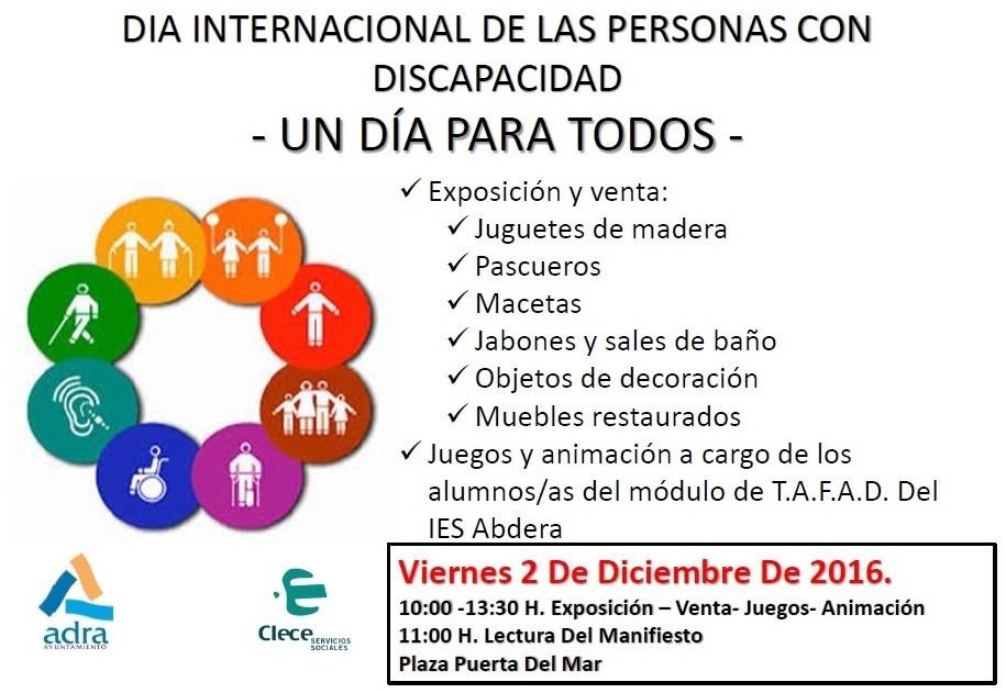 ‘Un día para todos’ será el lema para conmemorar en Adra el Día de las Personas con Discapacidad