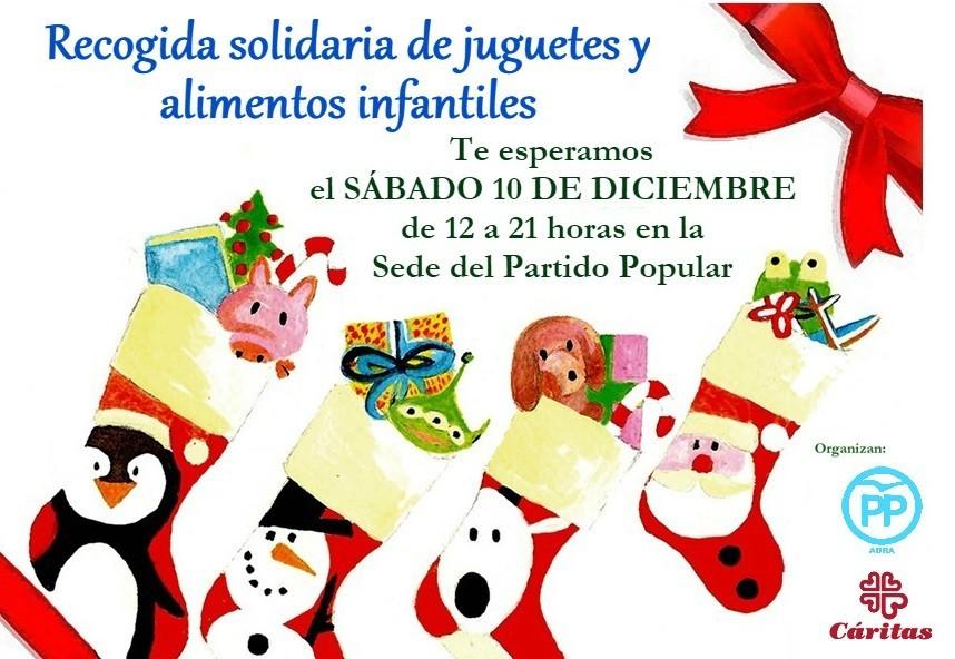 El PP de Adra organiza una recogida solidaria de juguetes y alimentos en beneficio de Cáritas