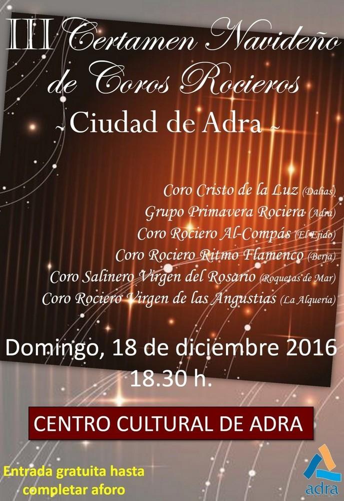El III Certamen Navideño de Adra reunirá a los mejores coros rocieros del Poniente