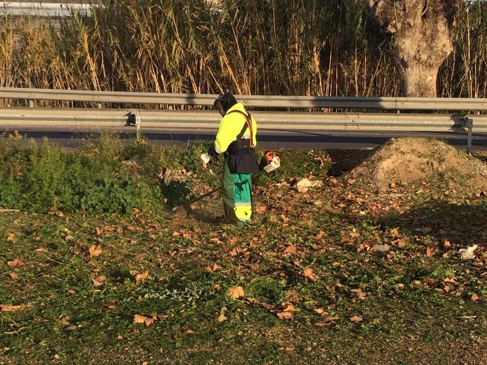 El Ayuntamiento acomete trabajos de limpieza en la N-340 entre Adra y Puente del Río
