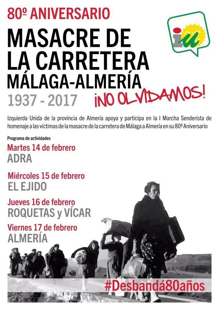 Izquierda Unida recibirá mañana en Balerma a los participantes de la I Marcha Senderista de La Desbandá