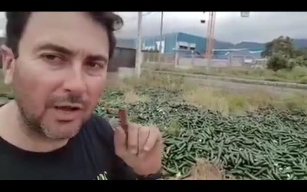 Agricultores tiran más de 15.000 kilos de pepinos y calabacines en protesta por los bajos precios