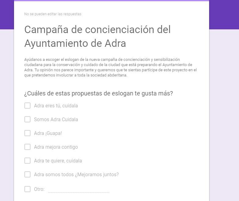 Los ciudadanos elegirán el eslogan de la nueva campaña de concienciación de Adra