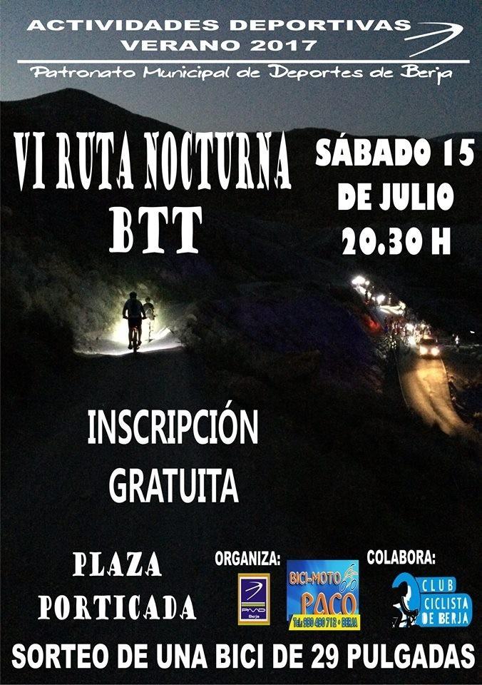 Este sábado llega la VI Ruta Nocturna BTT de Berja