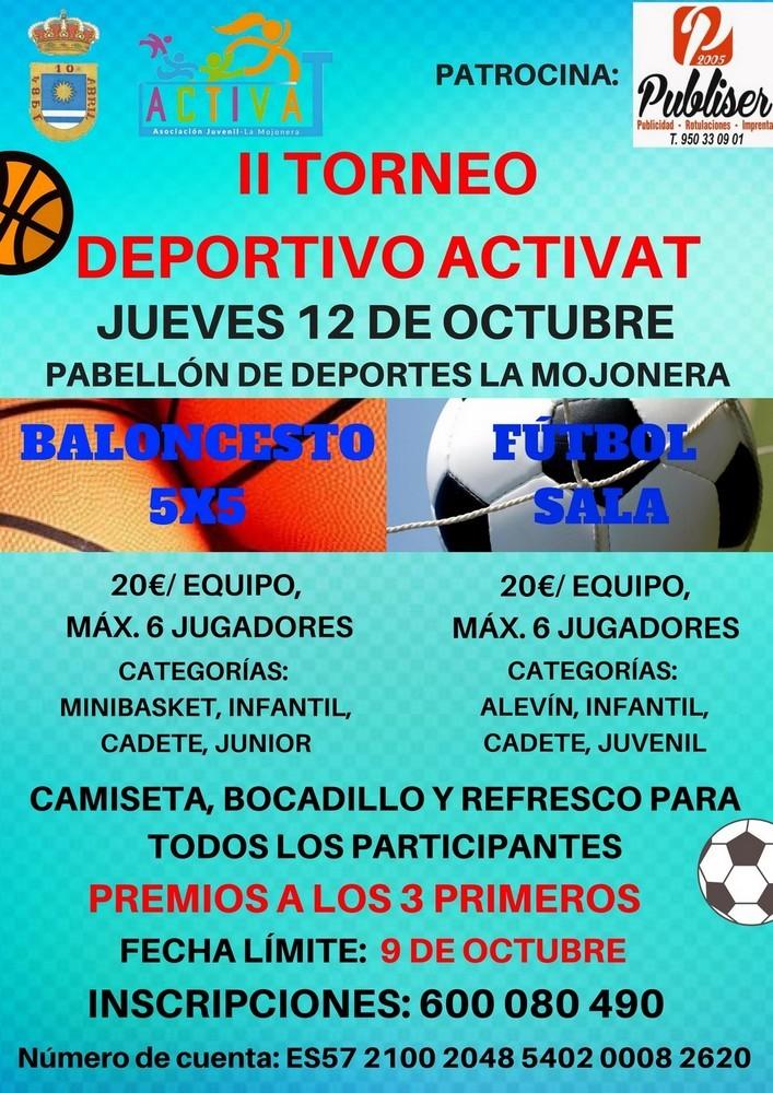 El próximo 12 de octubre se celebrará el II Torneo Deportivo organizado por la Asociación Juvenil ActívaT de La Mojonera