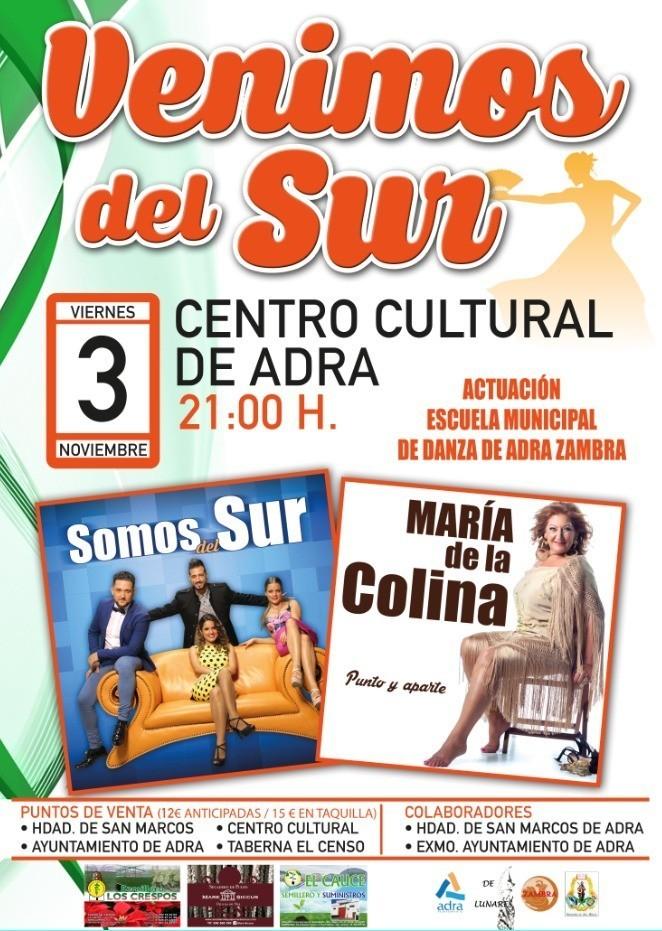 El Centro Cultural de Adra acogerá el espectáculo 'Venimos del Sur'