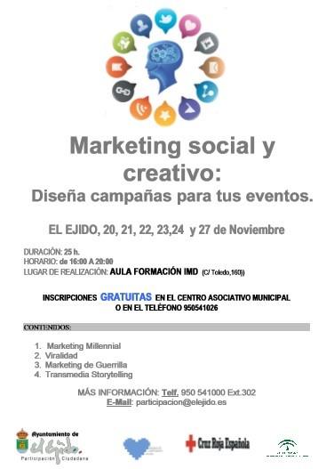 Un nuevo curso formativo acercará el 'Marketing social y creativo' mediante el diseño de campañas para eventos