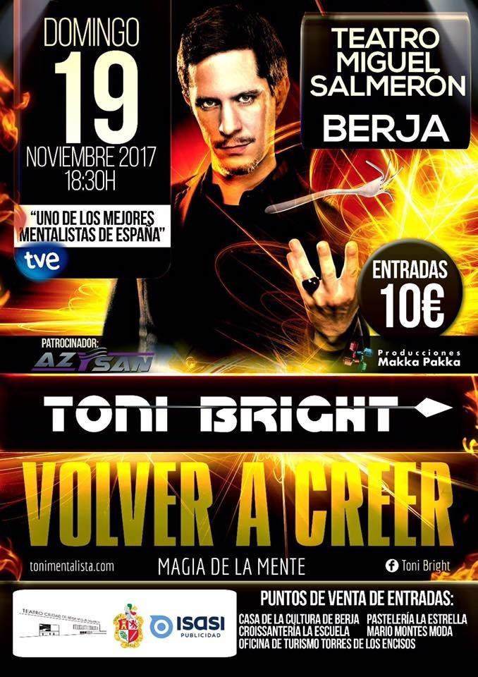 Toni Bright presenta su espectáculo “Volver a creer” en Berja