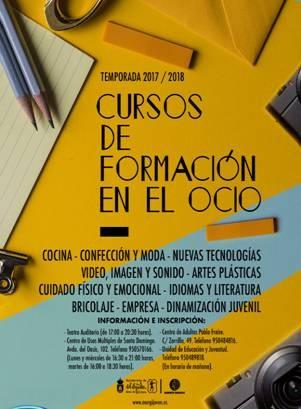 Abierto el plazo de inscripción para los 30 Cursos y Talleres de Formación en el Ocio 2017-18 que oferta el Ayuntamiento