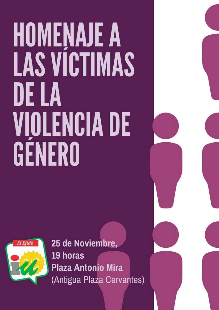 Izquierda Unida El Ejido celebrará un Homenaje a las Víctimas de Violencia de Género