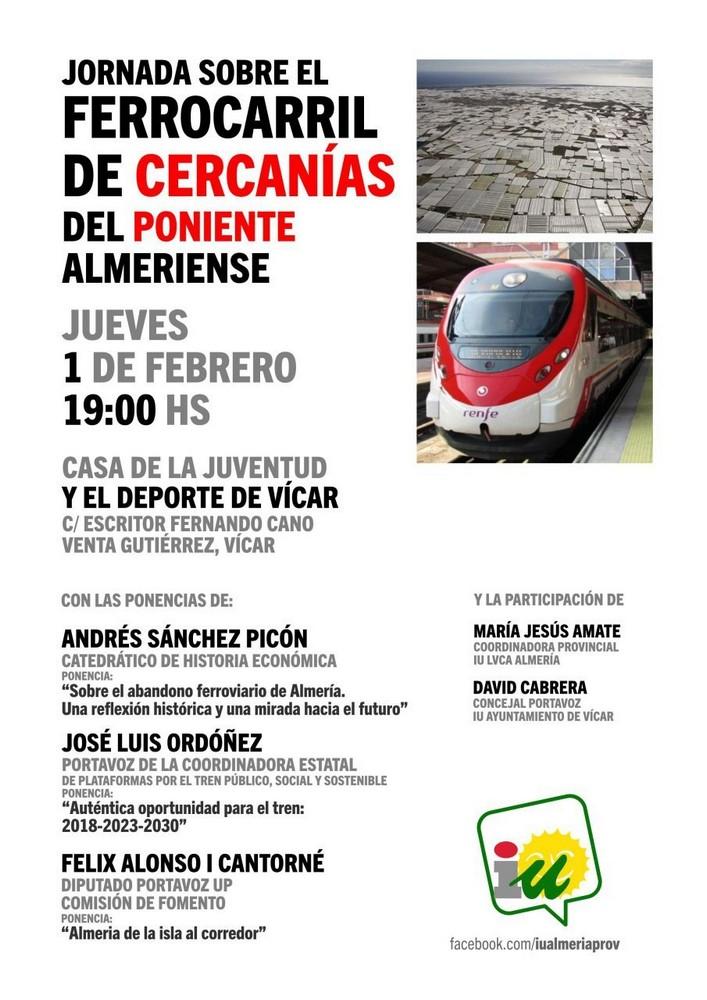 IU Vícar organiza una jornada sobre el ferrocarril de cercanías del Poniente almeriense