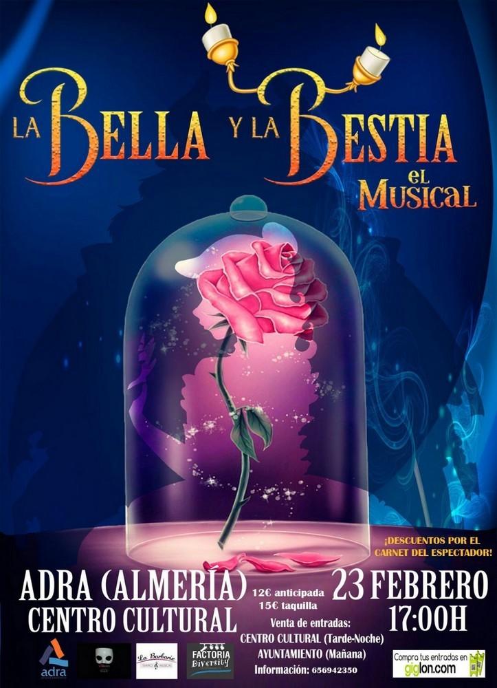 El Centro Cultural de Adra recibirá el 23 de febrero el musical familiar ‘La Bella y la Bestia’,
