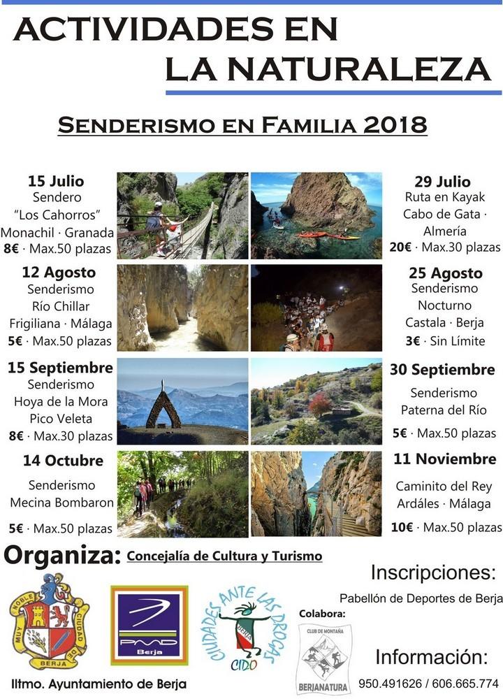 El programa ‘Senderismo en familia 2018’ de Berja acercará a ocho espectaculares destinos
