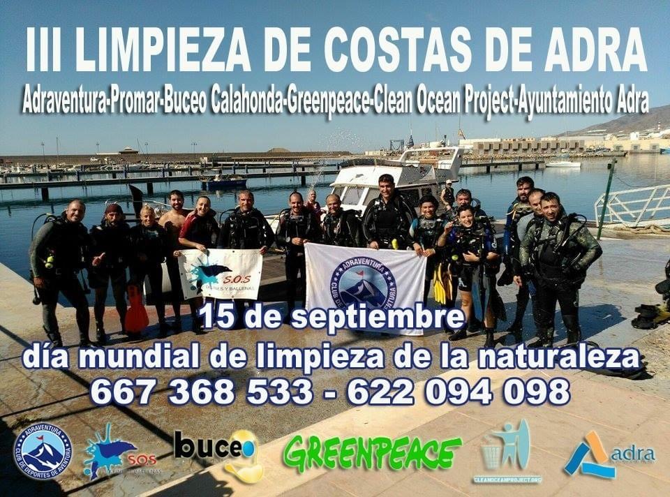 La III Limpieza de Costas de Adra tendrá lugar el próximo 15 de septiembre