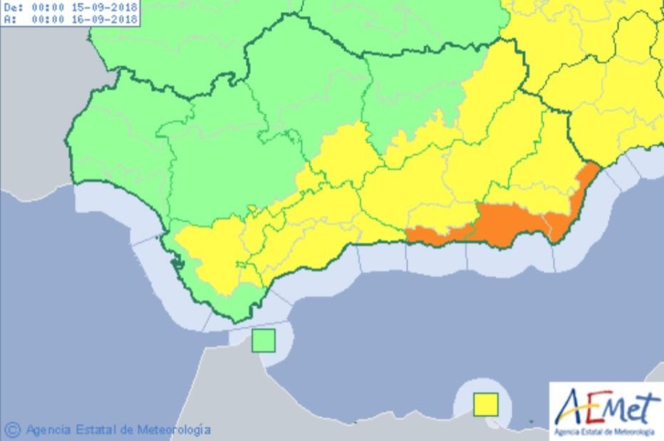 Alerta naranja por fuertes lluvias el sábado en el Poniente y la capital almerienses