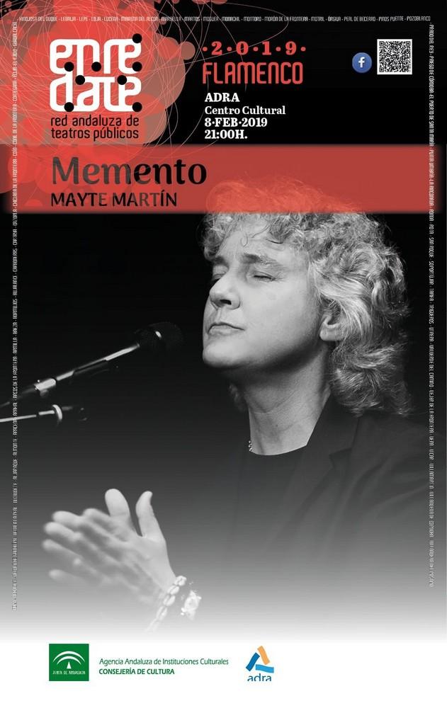 La cantaora Mayte Martín presenta el 8 de febrero en Adra su espectáculo ‘Memento’