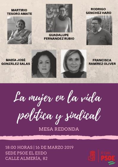 El PSOE de El Ejido organiza para el sábado una mesa redonda sobre el papel de ‘La mujer en la vida política y sindical’