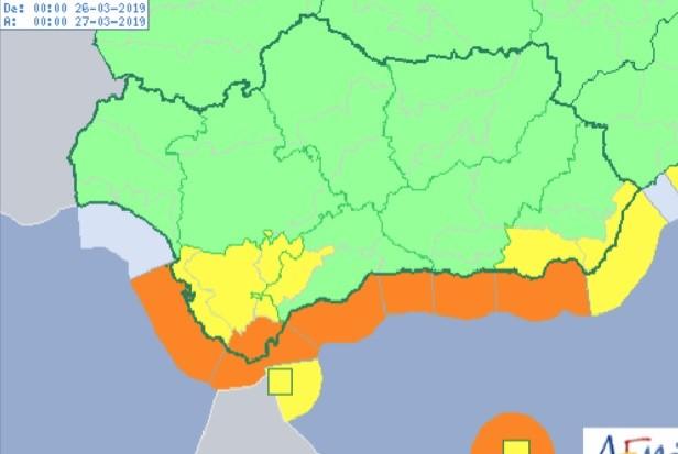 La AEMET activa la alerta naranja por olas de hasta cinco metros y aviso amarillo por fuerte viento de Levante en el Poniente almeriense