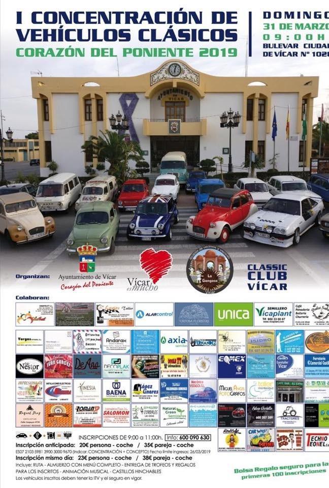Asociación de Vecinos La Gangosa y Classic Club Vícar organizan la I Concentración de Vehículos Clásicos 'Corazón del Poniente'