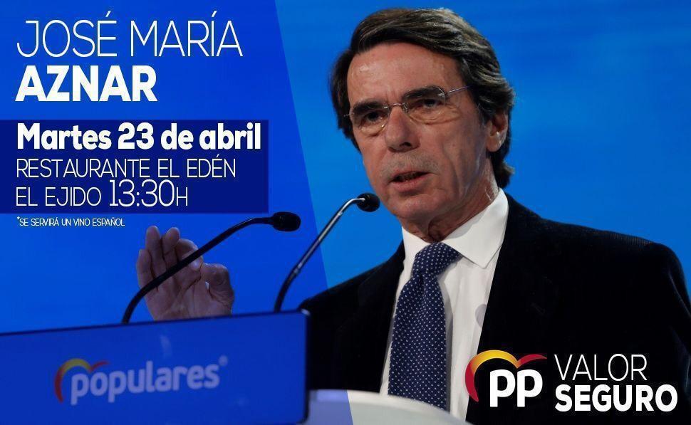 El PP celebrará el martes en El Ejido uno de los actos centrales de la campaña con José María Aznar