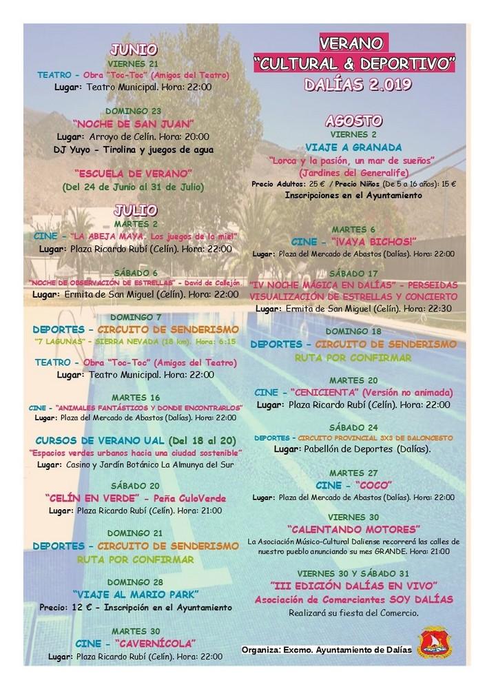 El Ayuntamiento de Dalías presenta la programación cultural y deportiva del verano