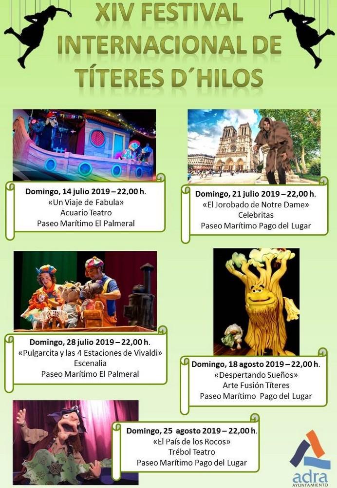 El XIV Festival Internacional de Títeres D’hilos estará presente en el verano de Adra con cinco funciones