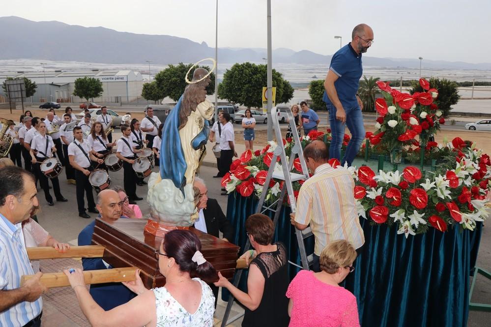 Las Norias despidió las fiestas con la procesión en honor a San Francisco de Asís, San Indalecio y la Virgen María