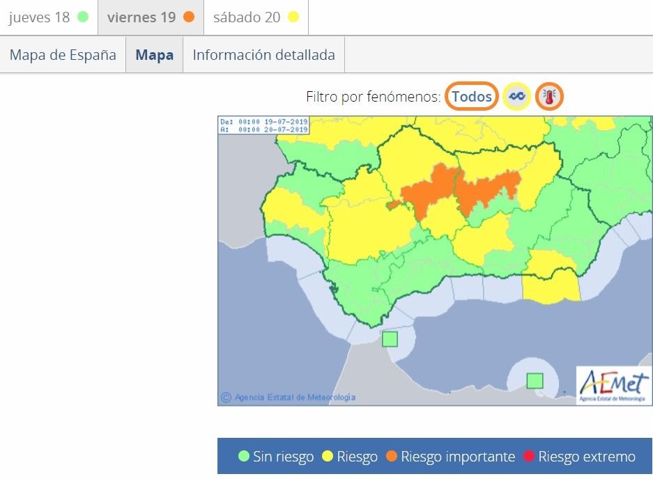 La AEMET activa doble alerta amarilla para el viernes, por altas temperaturas y por oleaje, en el Poniente y la capital