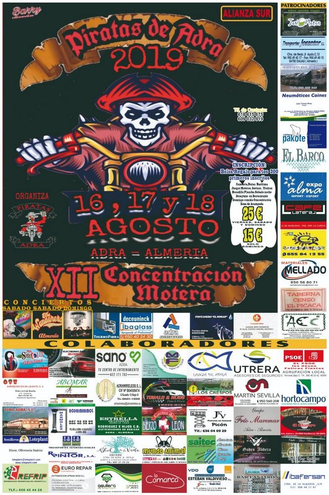 La XII Concentración Motera ‘Piratas de Adra’ se celebrará los días 16, 17 y 18 de agosto