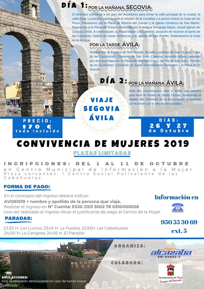 La XX Convivencia de Mujeres de Vícar discurrirá por tierras segovianas y abulenses