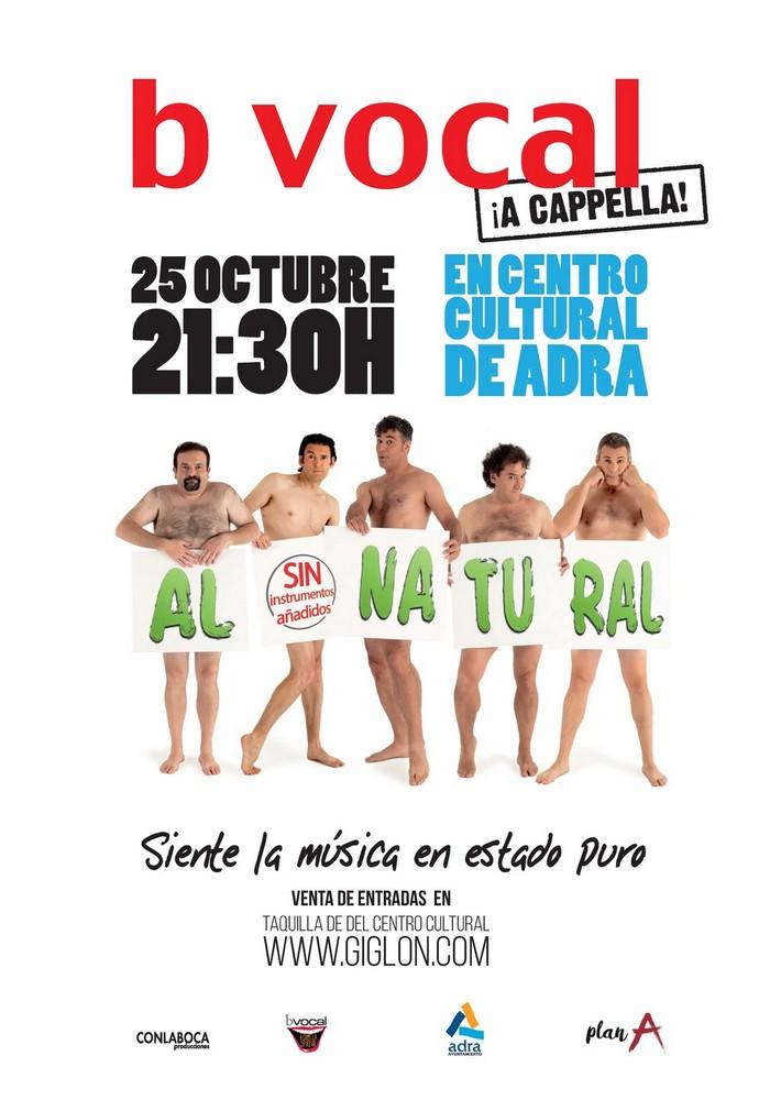 Llega a Adra el espectáculo de B Vocal ‘Al natural, sin instrumentos añadidos’ el 25 de octubre